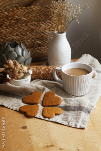 Homemade gingerbread heart shaped cookies