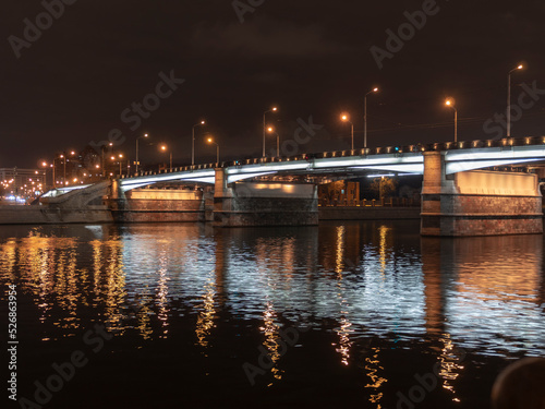 RUSSIA. MOSCOW - November 5, 2014. Embankment of the Moscow river. A Large Stone Bolshoy Kamenny Bridge Kremlin