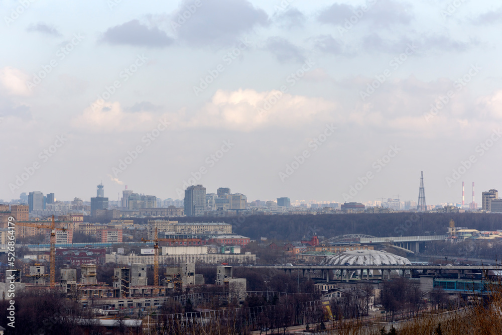 Luzhniki stadium in Moscow, veiw from Vorobyovy Hills viewpoint