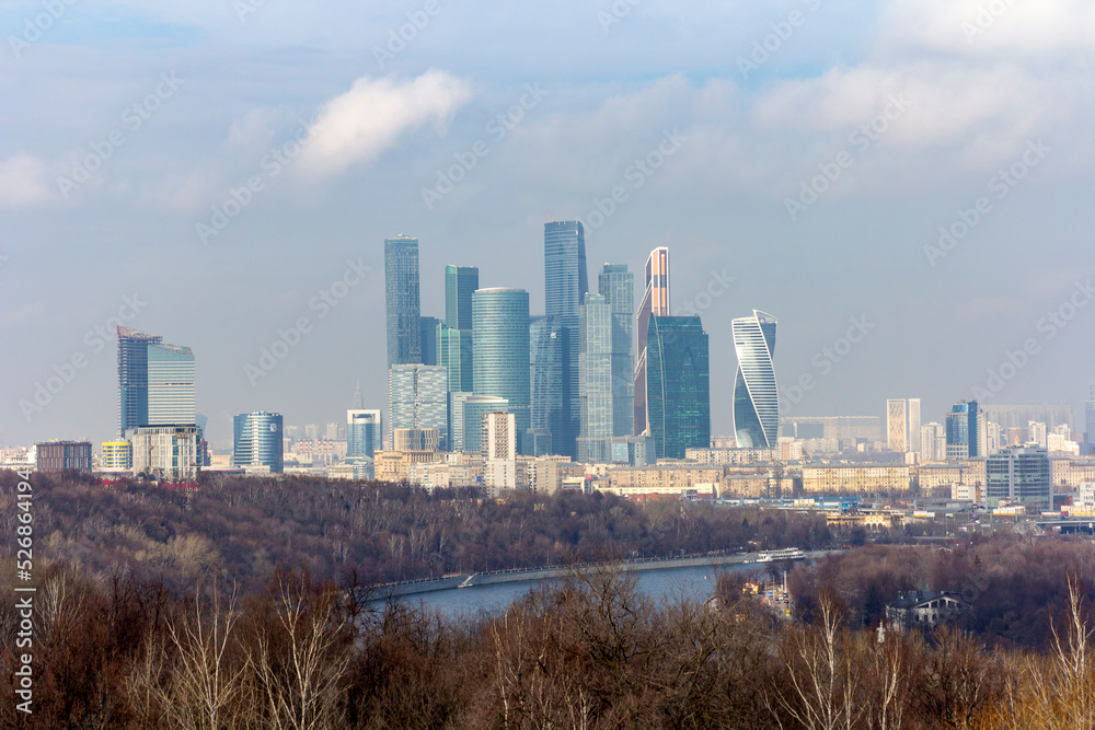 Modern buildings of glass and steel skyscrapers against the sky