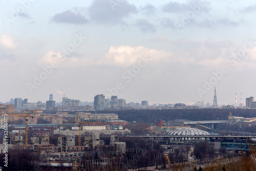 Luzhniki stadium in Moscow, veiw from Vorobyovy Hills viewpoint