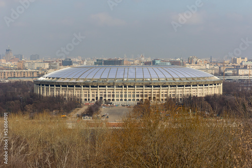 Luzhniki stadium in Moscow, veiw from Vorobyovy Hills viewpoint