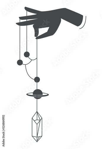 hand with quartz and saturn