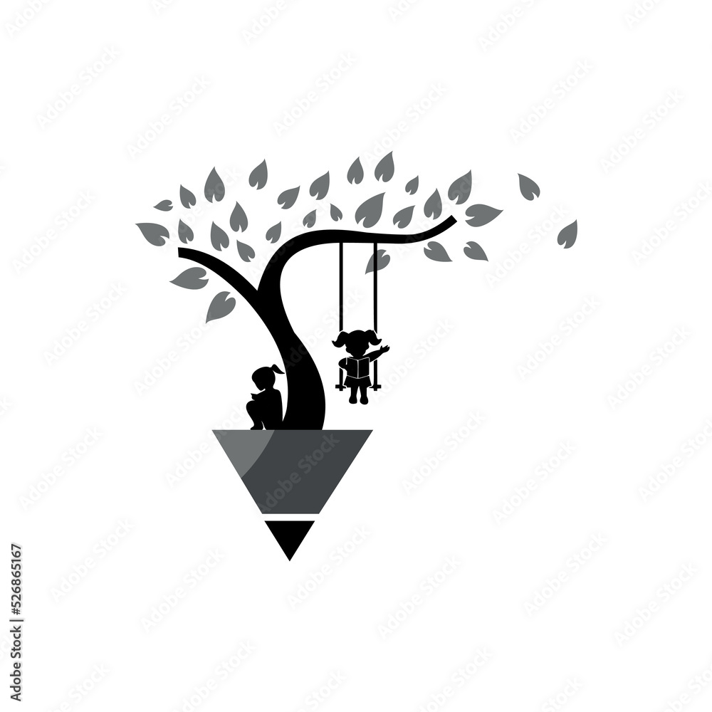 Kids playground. Logo isolated white background