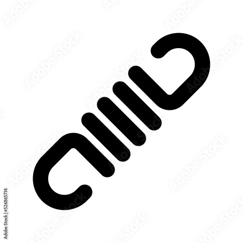 Tension spring icon. Hook-shaped. Black silhouette. Front side view. Vector simple flat graphic illustration. Isolated object on a white background. Isolate.