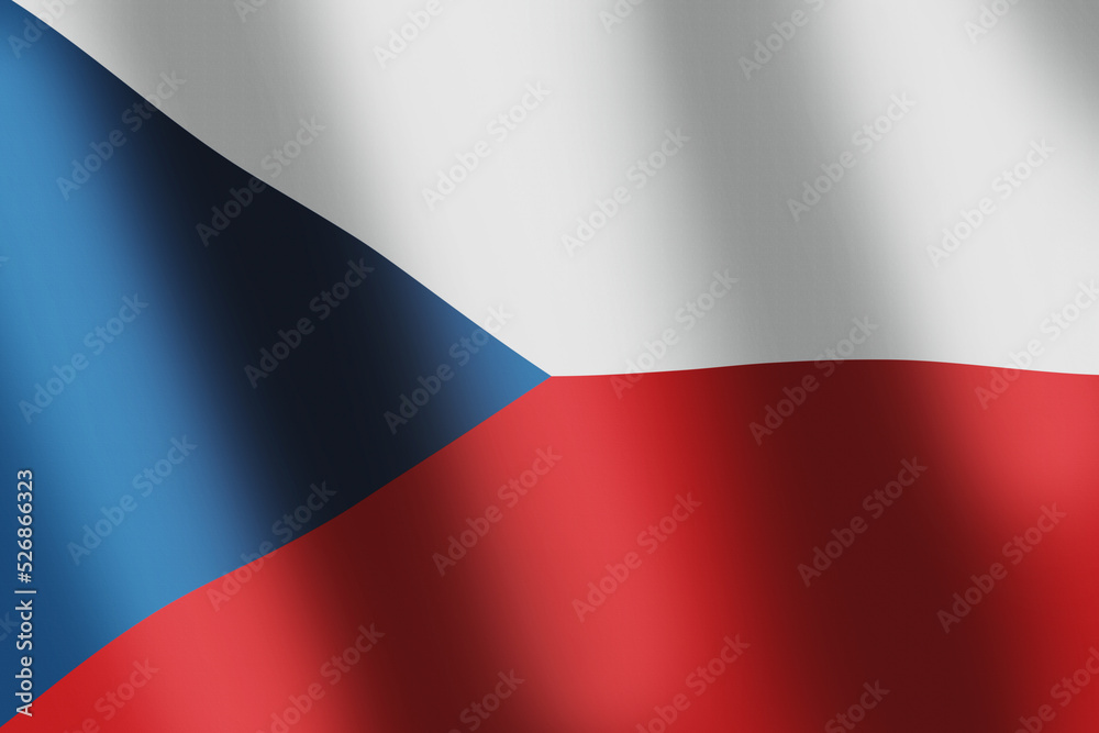 Naklejka premium Czech Republic national flag. Czech red white blue tricolor flag with smooth wind wave for banner or background. National Symbol. Waves ripples on flag