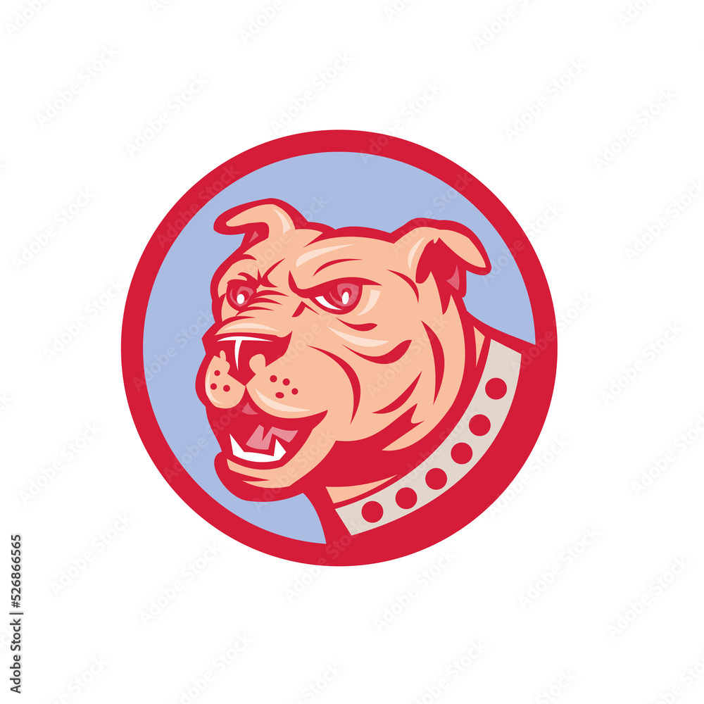 Obraz premium Mastiff Dog Mongrel Head Side Circle Cartoon