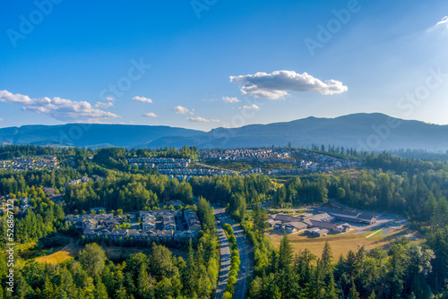 Aerial view of Snoqualmie, Washington in August 2021 photo