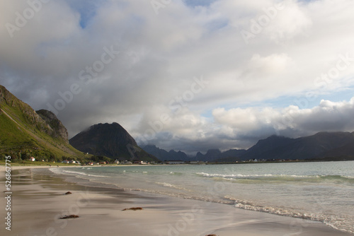 A beautiful beach view at Rambergstranda in Lofoten photo