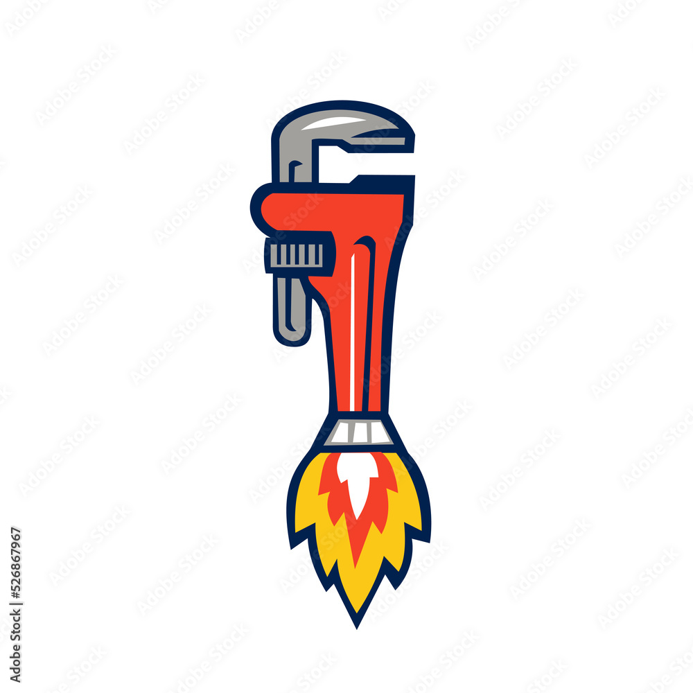 Pipe Wrench Rocket Booster Side Retro Pipe Wrench Rocket Booster Side Retro