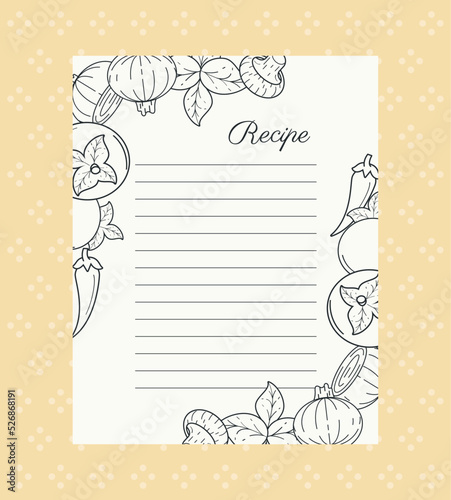 recipe paper with vegetables