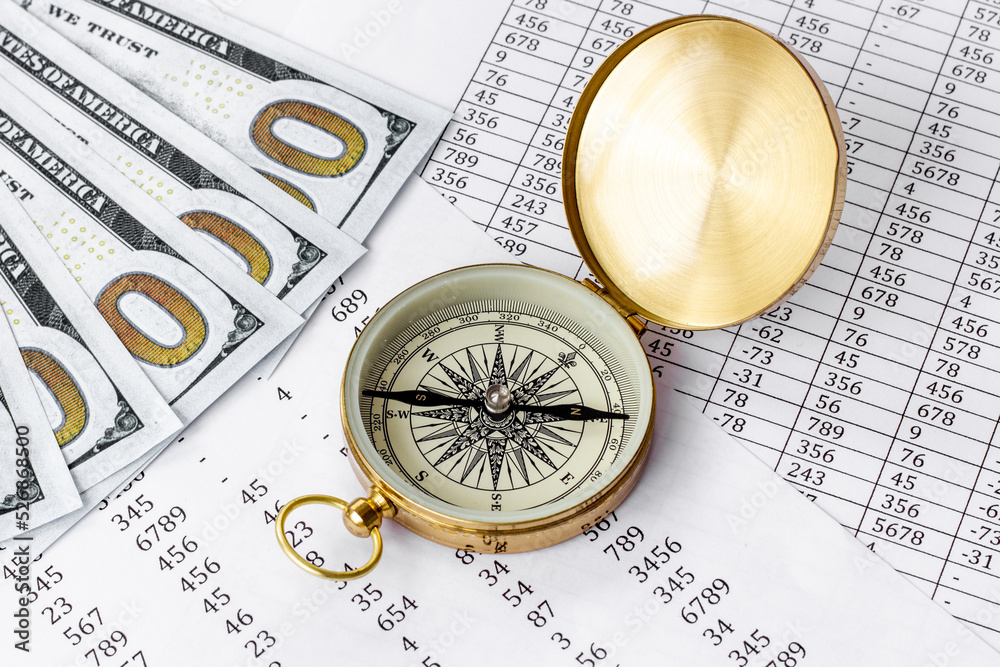 Reinvent and recover business. Compass with business calculations Reinvent and recover business. Compass with business calculations