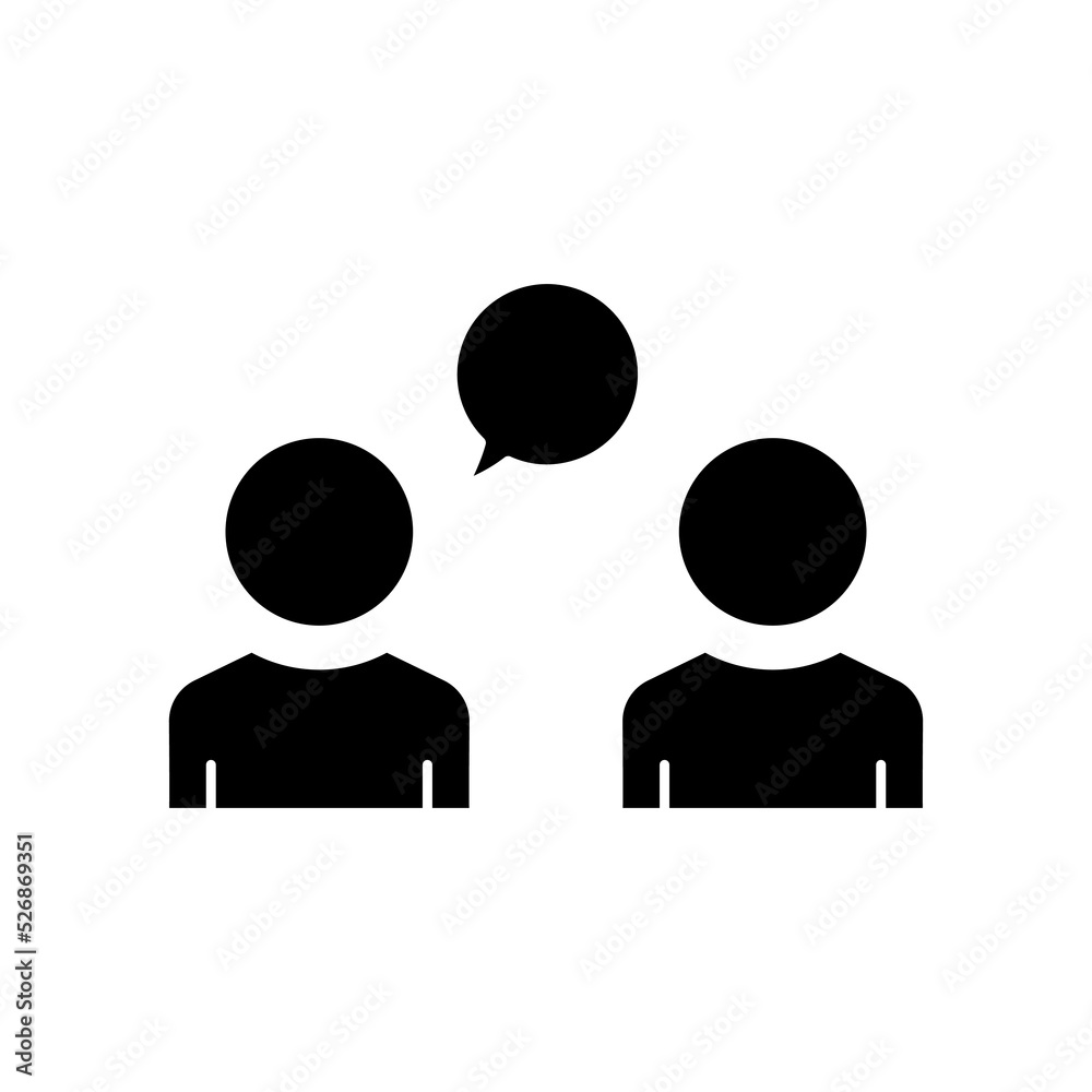 People icon with chat. icon related to discussion, business. Glyph icon style, solid. Simple design editable People icon with chat. icon related to discussion, business. Glyph icon style, solid. Simple design editable