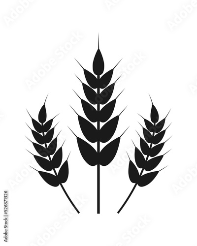 Cereal spikelets silhouette symbol. Three ears of wheat illustration.