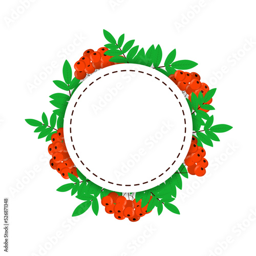 Rowan leaves and berries round frame