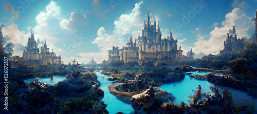 Leinwand Poster fantasy blue Kingdom in GRANBLUE FANTASY Digital Art Illustration Painting Hyper