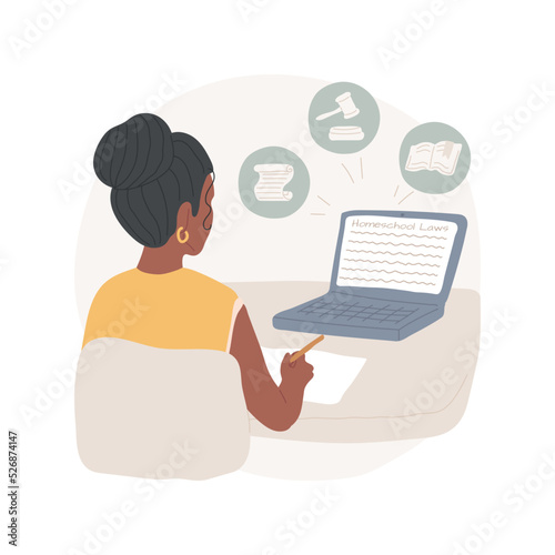 Know legal requirements isolated cartoon vector illustration. State legal requirements, notify school, parent researches official website, homeschooling preparation, education vector cartoon.