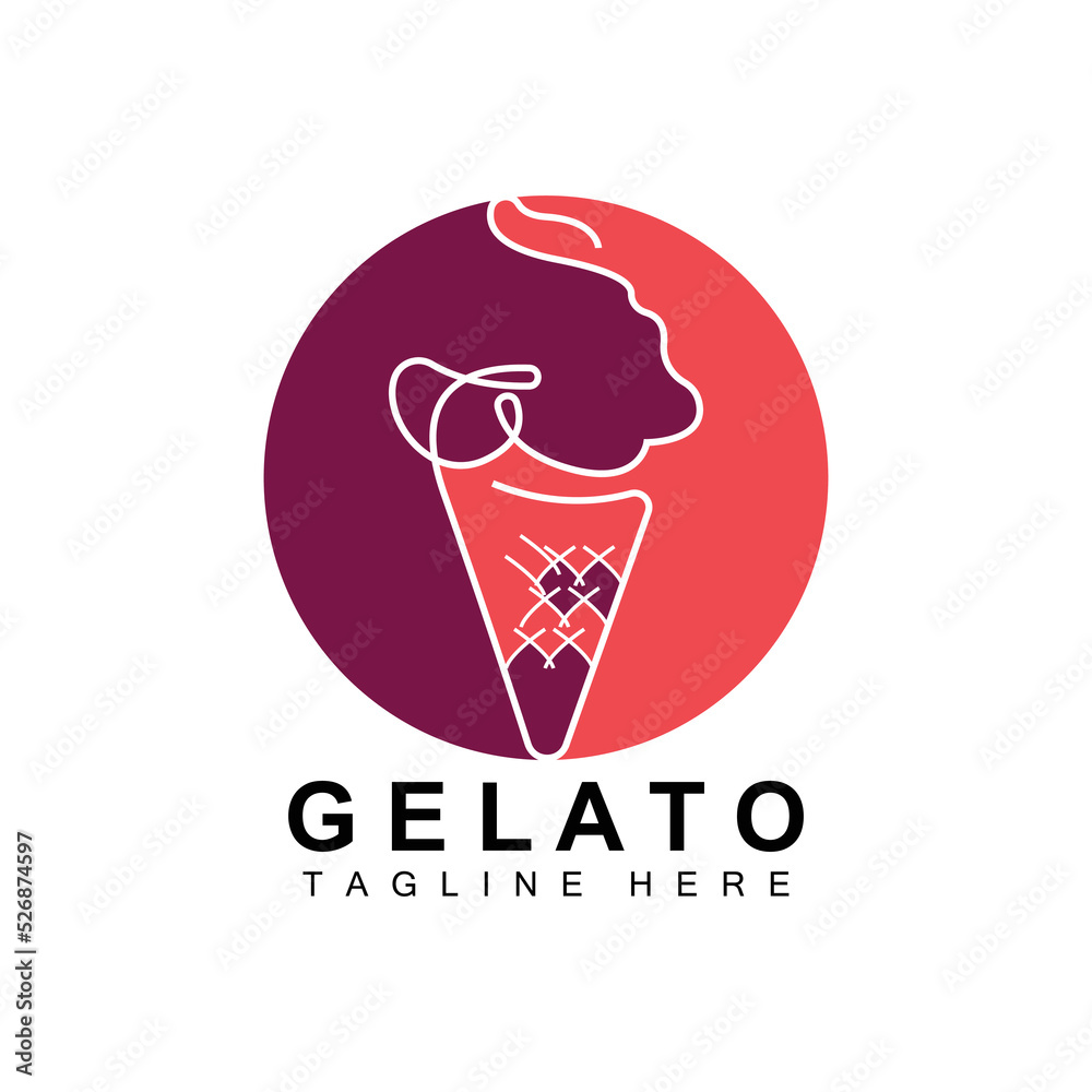 Ice Cream Gelato Logo Design, Sweet Soft Cold Food, Vector Brand Company Products Ice Cream Gelato Logo Design, Sweet Soft Cold Food, Vector Brand Company Products
