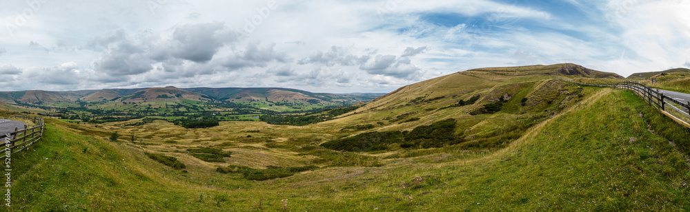 Panoramic view over the beautiful landscape of Peak District National Park - travel photography