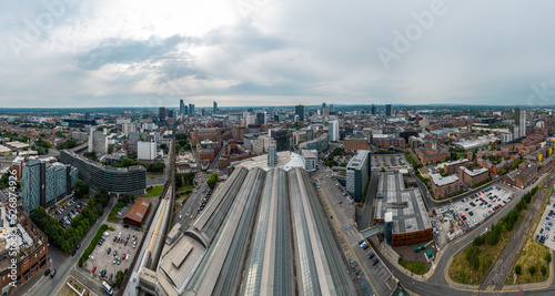 Panoramic aerial view over Manchester and Piccadilly station - travel photography