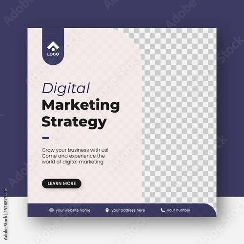 Navy blue modern geometric corporate business digital marketing strategy social media post banner ads template photo