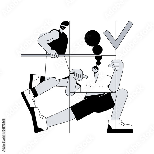 Outdoor workout abstract concept vector illustration. Cardio workout, street gym equipment, outdoor bodyweight training, calisthenics park, exercise program, cycling facility abstract metaphor.