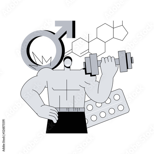 Anabolic steroids abstract concept vector illustration. Anabolic steroids doping, anti-aging aid, illegal sport drugs, hormone testosterone, muscle mass, athletic performance abstract metaphor.