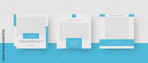 Blue modern minimalist geometric corporate business fashion collection sale social media post banner ads template