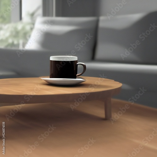 Cup of Coffee on a Table in a Modern Living Room