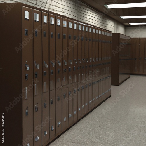 Brown Lockers in a Gym Changing Room