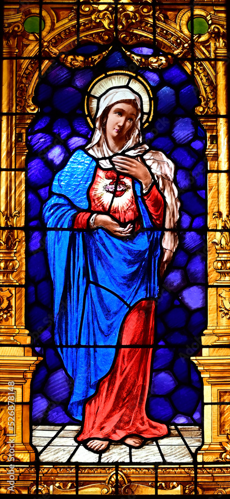 Fototapeta premium Immaculate Heart of Mary stain glass