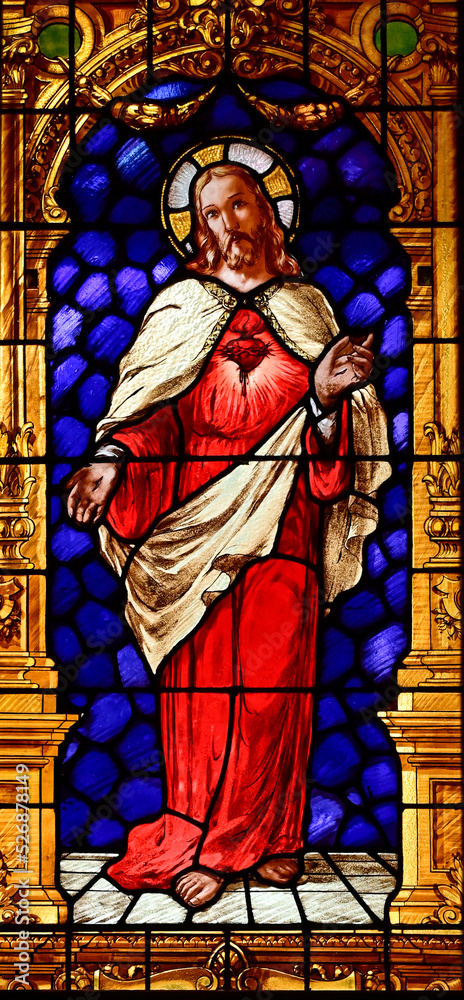 Obraz premium Sacred Heart of Jesus stain glass