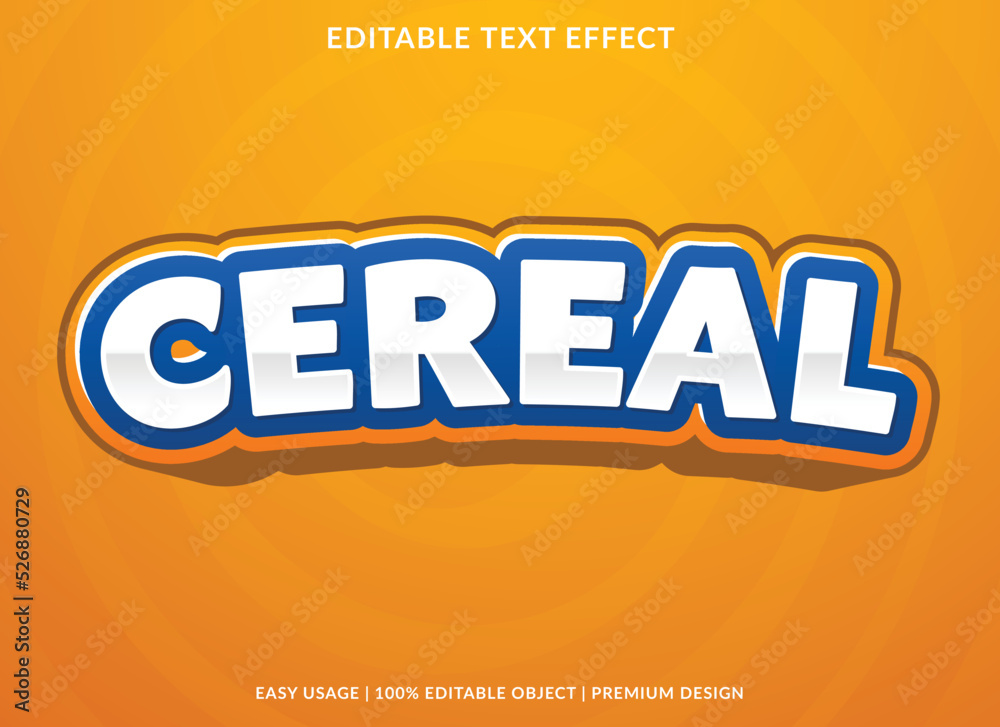cereal editable text effect template with abstract style use for business logo and brand