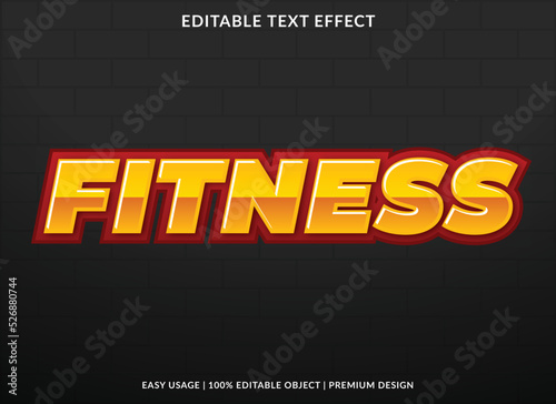 fitness editable text effect template with abstract style use for business logo and brand