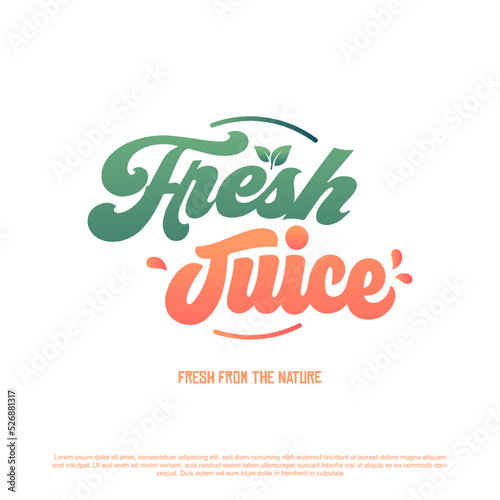 Fresh juice lettering logo design. colorful logotype for your business