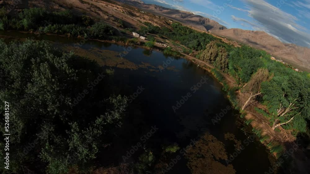 Drone Flying Over a swamp marsh pond Drone Flying Over a swamp marsh pond