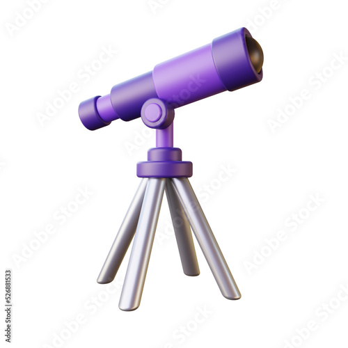 3d illustration of telescope icon photo