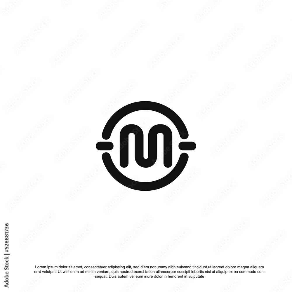 Letter M logo design vector with circle 	