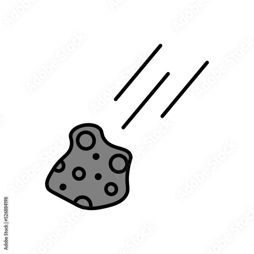Line art flying meteorite icon. Vector illustration. stock image.