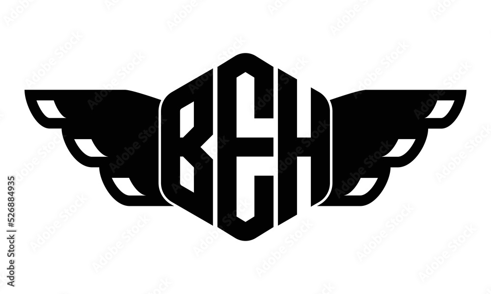 BEH three-letter butterfly iconic logo design vector template | polygon ...