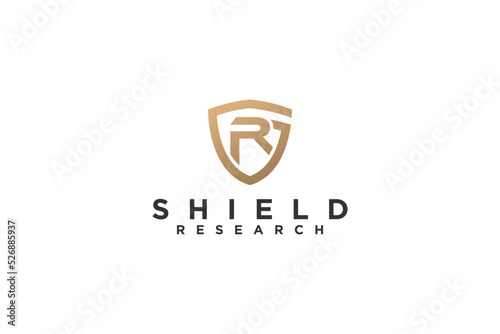 Shield logo design initial R letter and G letter cyber data guard modern technology icon symbol