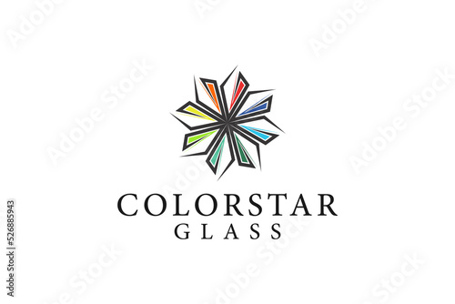 Star colorful rounded shape logo design bright non profit organization company cooperate group