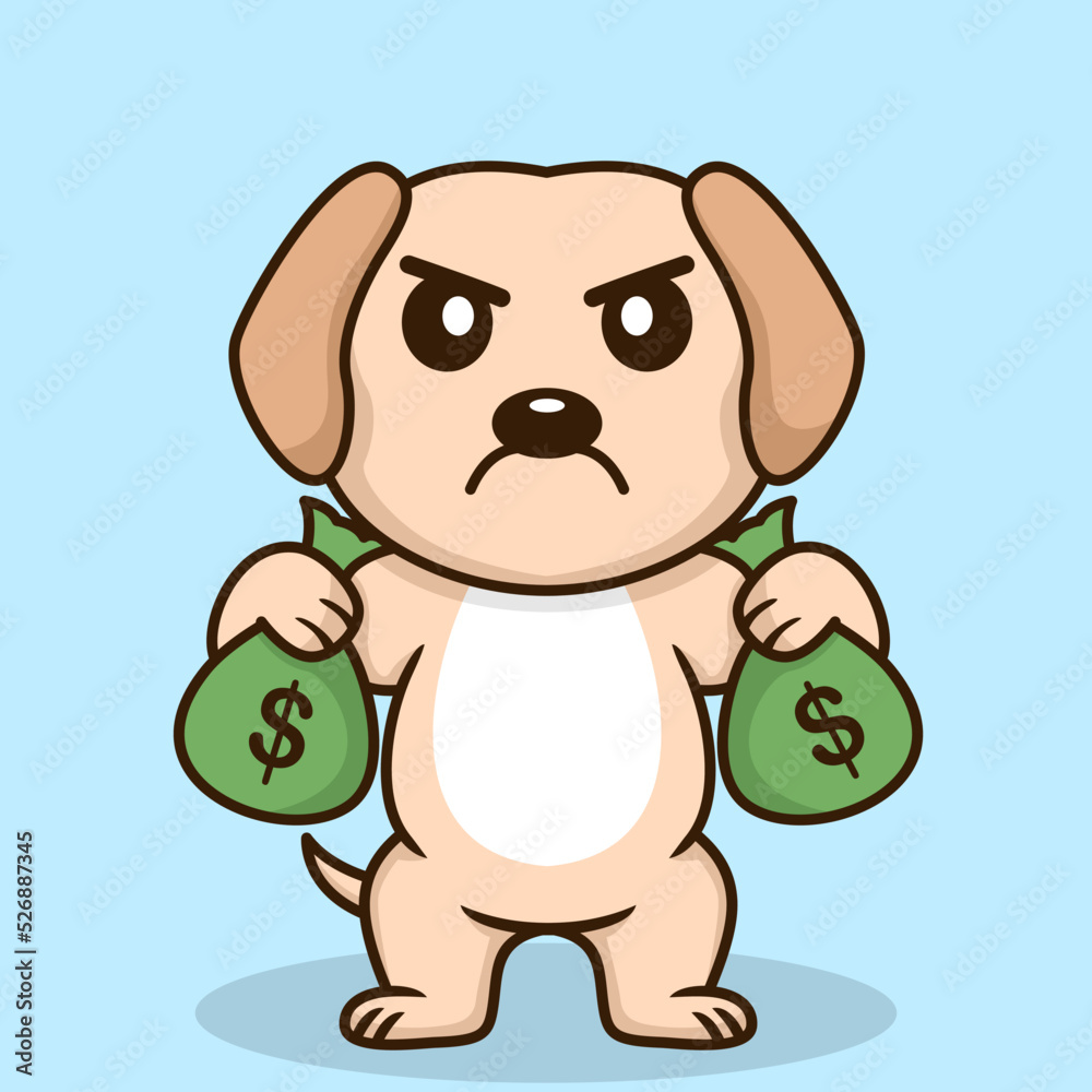 Fototapeta premium Vector illustration of premium cute dog doing weightlifting