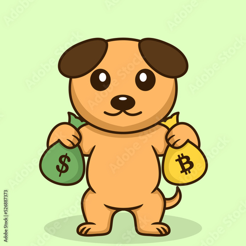 Vector illustration of premium cute dog doing weightlifting
