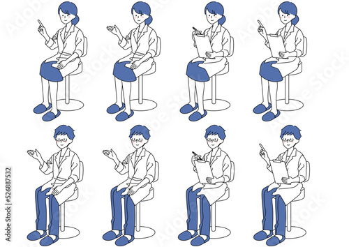 椅子に座り問診や説明をする医師のセット