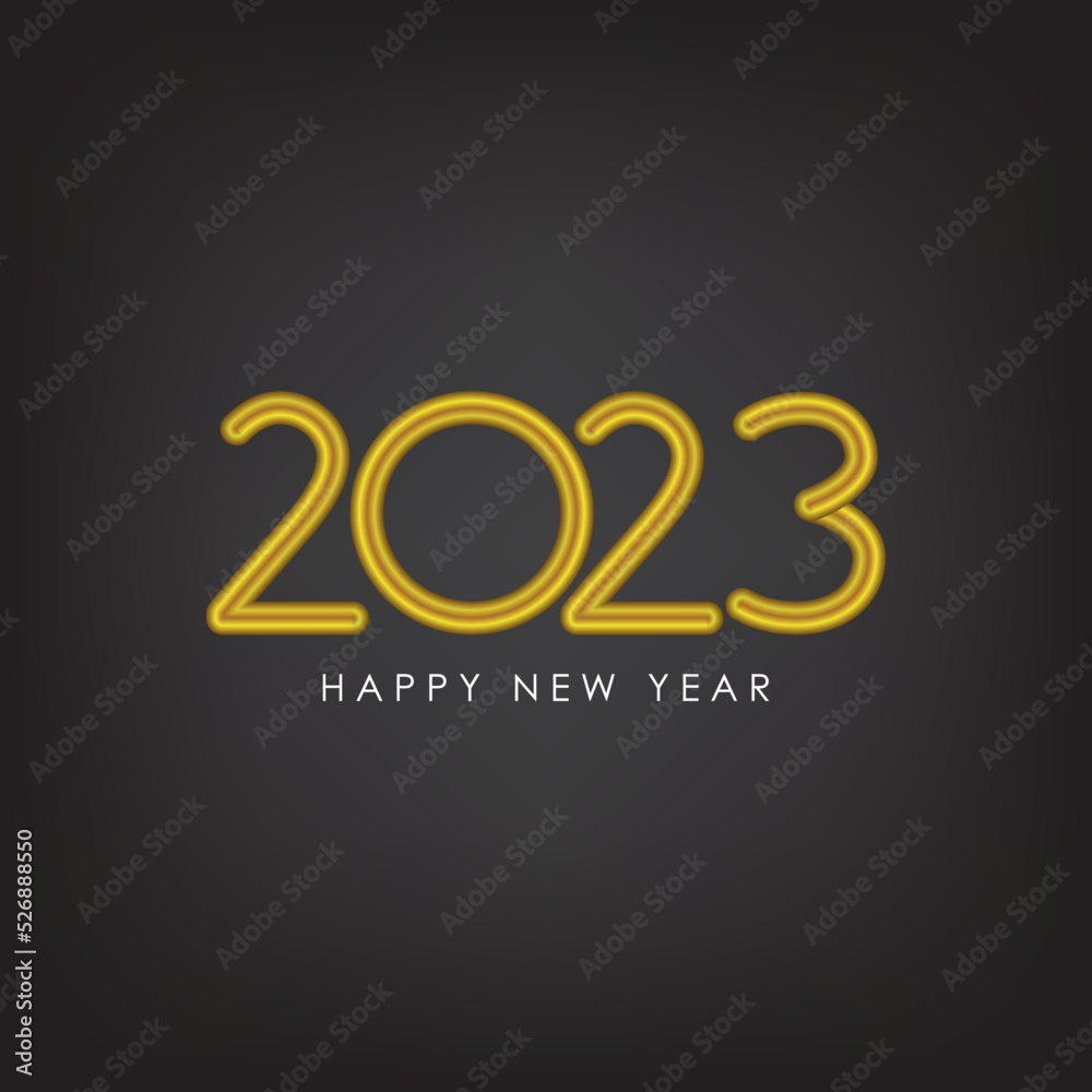 Golden 2023 Happy New Year Greeting on Black Background Vector Illustration. Golden 2023 Happy New Year Greeting on Black Background Vector Illustration.