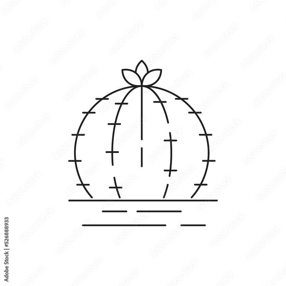 Wild cactus linear icon. isolated on white background. Vector illustration