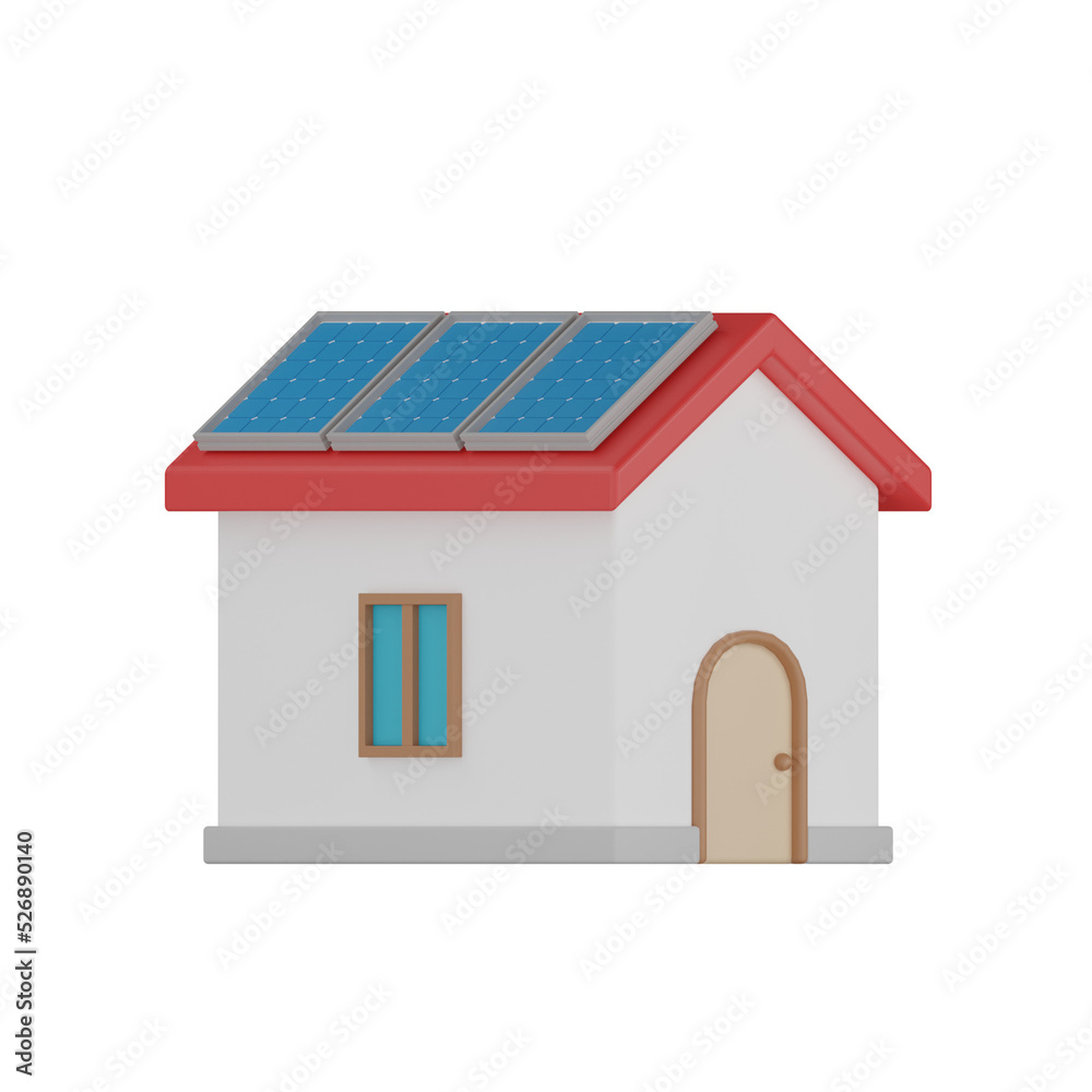 3d solar panels on a house 3d solar panels on a house