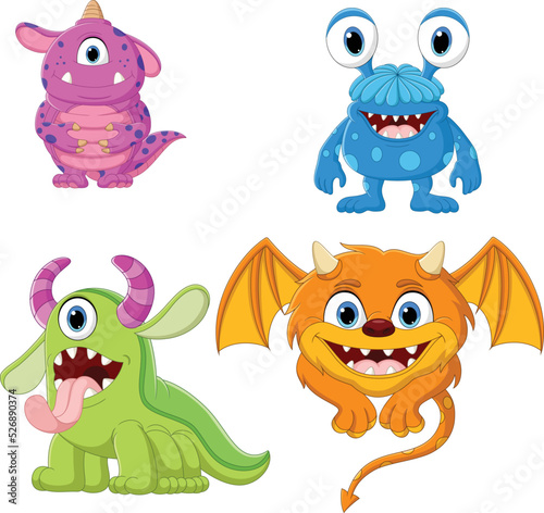 Set of cute monster cartoon