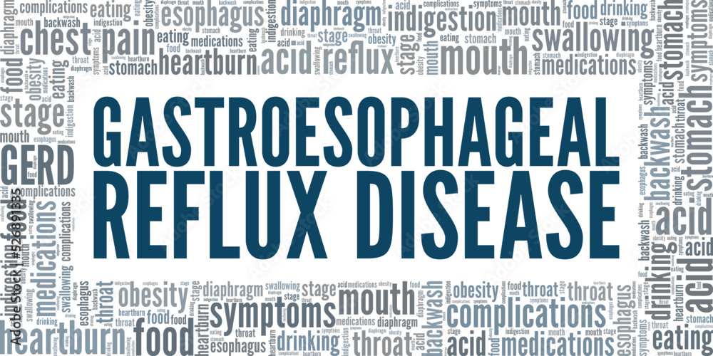 Gastroesophageal Reflux Disease - GERD word cloud conceptual design isolated on white background.